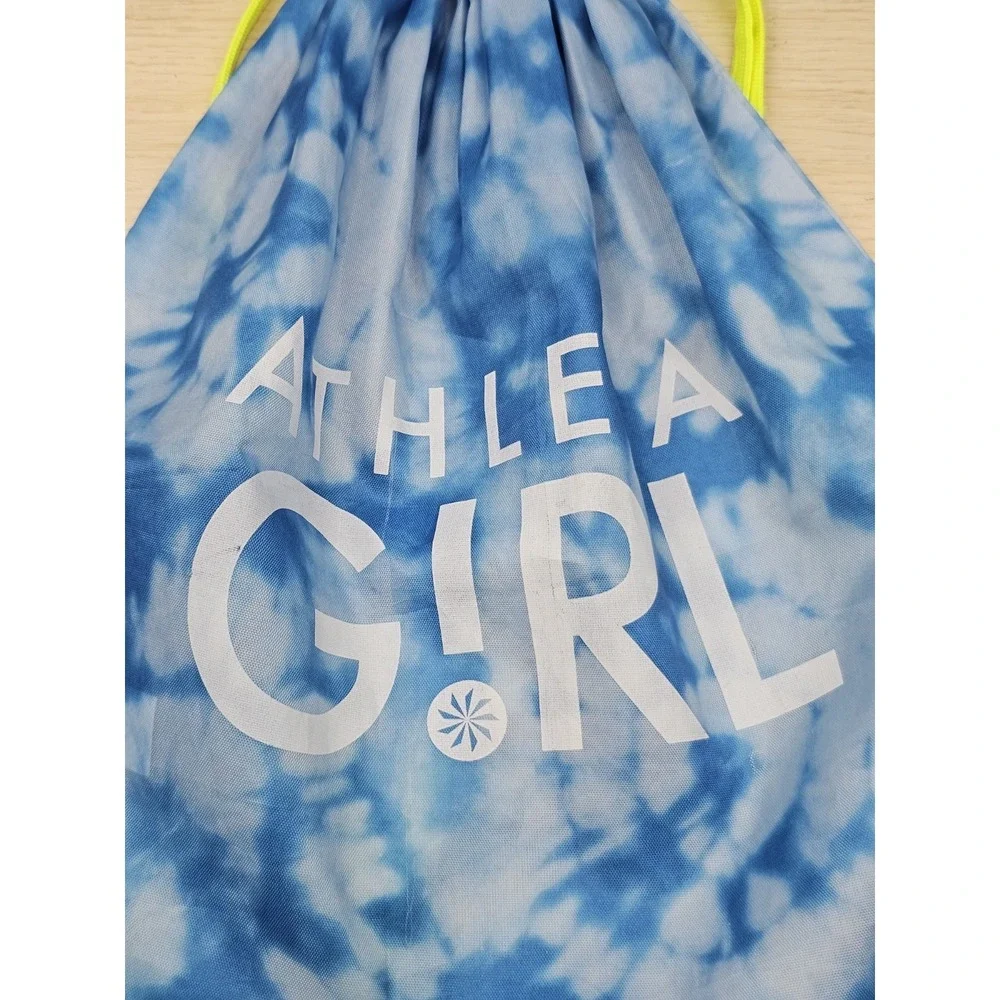 Athleta Girl Tie Dye Drawstring Backpack‎ Cinch Bag Blue Kids Gym Bag